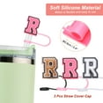 thumbnail image 3 of 3pcs Letter Charm Accessories with 3pcs 9mm Straw Cover Cap Black/White/Red(Letter R), 3 of 4