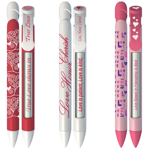 Set de 6 Bolígrafos Giratorios con Mensajes de San Valentín Greeting Pen