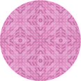 thumbnail image 1 of Ahgly Company Machine Washable Indoor Round Transitional Neon Pink Area Rugs, 3' Round, 1 of 7