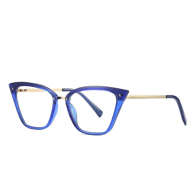 Womens Cat Eye Eyeglass Frames TR90 +Metal Antiblue Light Glasses