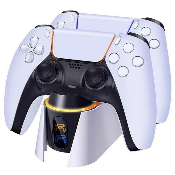 PS5 Dual Charging Docking Station Charger Compatible with Sony PlayStation 5 Official Dualsense Wireless Controller, Fast Charge Port Dock Stand Accessories with USB-C Cable Cord LED Indicator