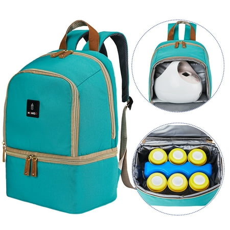 Breast Pump Bag Backpack - Cooler Lunch Bag Double Layer for Mother Large Size Green