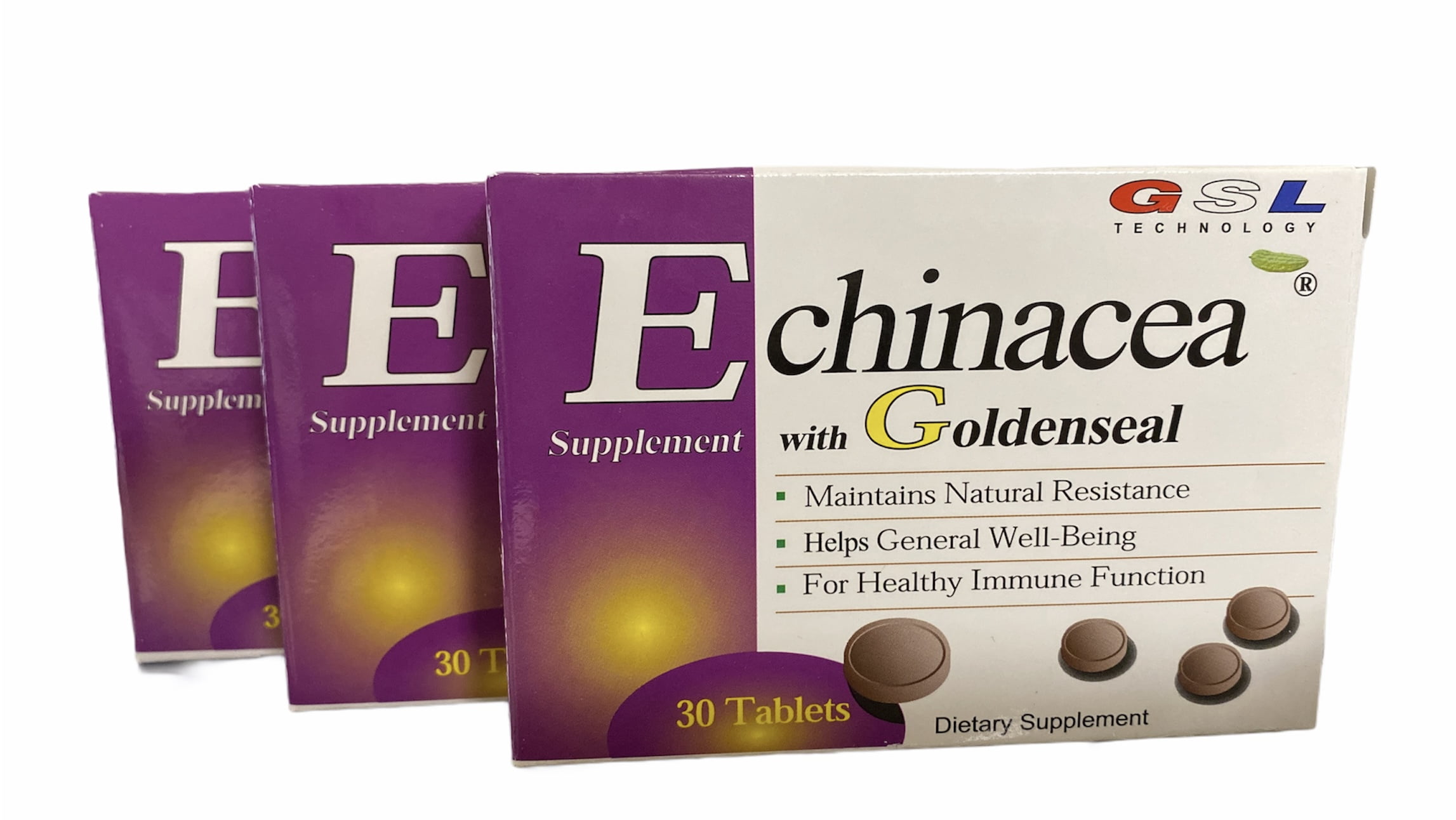 GSL ECHINACEA WITH GOLDENSEAL HEALTHY IMMUNE SUPPORT NATURAL (Pack of 3)