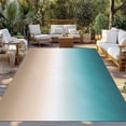 thumbnail image 2 of 4' x 6' Outdoor Rug, Teal Beige Ombre Cream Outdoor Washable Rug Large Floor Carpet, Modern Turquoise Abstract Art Aesthetics Non Shedding Area Rug for Outside Patio RV Porch Deck Balcony Camping, 2 of 9