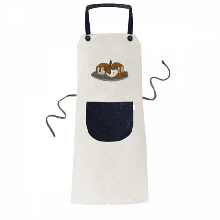 

Strawberry Chocolate Ice Ball Apron Adjustable Bib Cotton Linen BBQ Kitchen Pocket Pinafore