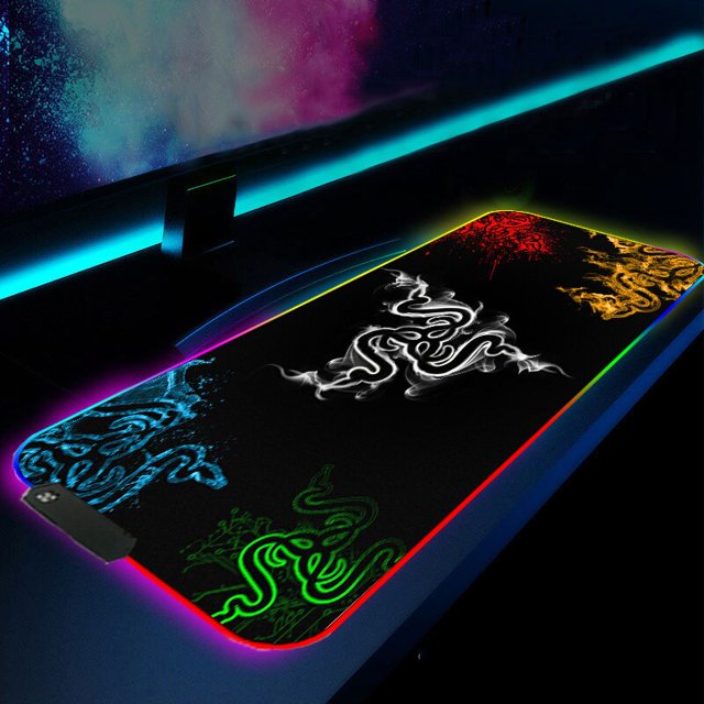 Razer-alfombrilla de ratón antideslizante RGB, alfombrilla de ratón grande con bloqueo para juegos, LED, suave, con retroiluminación LIUWENJING unisex