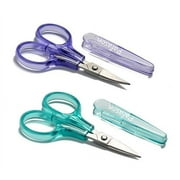 PAFASON Sharpest & Precise Stainless Steel Curved Straight Thread Yarn Fabric Cutting Mini Scissors with Protective Cover - Ideal for Embroidery Quilting Sewing Knitting Crafting Cross Stitch Crochet