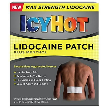"Icy Hot Max Strength Lidocaine Breathable Pad Reliever, Menthol 5ct, 4-Pack"