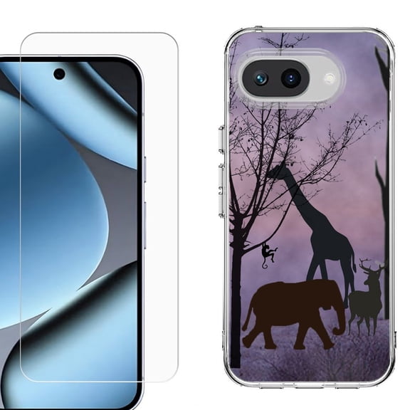 ShockProof Phone Case for Google Pixel 10a, with Screen Protector, by OneToughShield - Twilight Safari
