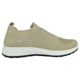 thumbnail image 3 of La Sheelah Flat Women Slip-On Sneakers Comfortable Sport Walking Running Shoes Rhinestone Bling Studs Elastic Breathable Knit Anti-Slip Resistant LABOR-8 Khaki Beige 5, 3 of 4