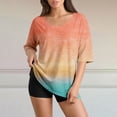 thumbnail image 5 of 3/4 Length Sleeve Womens Tops Womens Casual Tops Soft Graphic Tees Work Tops Ladies Tops And Blouses Womens Gradient Color Shirts Womens Summer Tops With Sleeves Crew Neck Tshirts For Women, 5 of 7