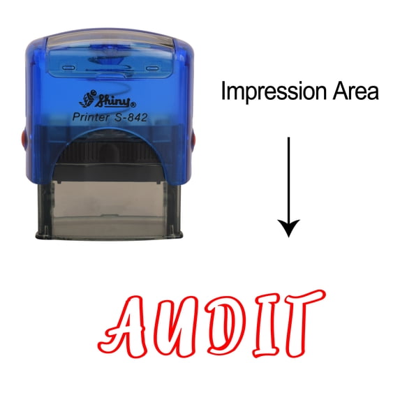 eloria Audit Self Inking Rubber Stamp Business Custom Stamp Office Stationary, Color: Red Ink