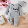 thumbnail image 3 of Fozruso Winter Newborn Baby Boy Bodysuit Long Sleeve Letter Print Outfit With Hat Cozy Romper For Infant And Toddler Boys Rompers Sizes 0-3 Months, 3 of 6