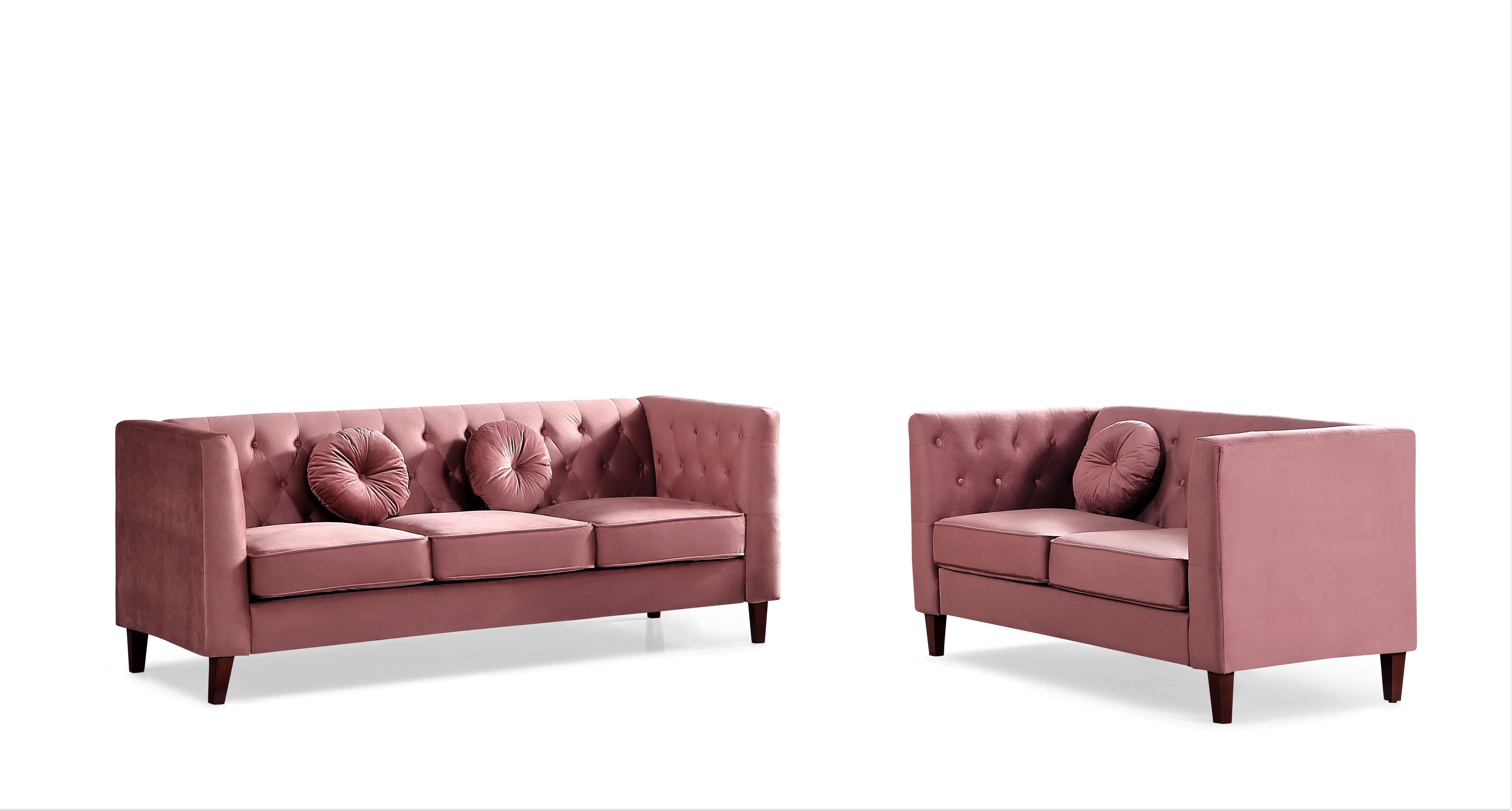 Uspridefurniture Fancher Kittleson Classic Chesterfield Velvet 2 Pieces Livingroom Set, Sofa & Loveseat
