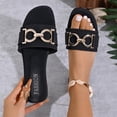 thumbnail image 3 of Eltusu Women Flat Slide Sandals, No Slip Casual PU Open Toe Summer Shoes Black Size 9, 3 of 5
