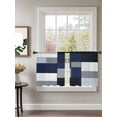 thumbnail image 2 of Black Blue Patchwork Sheer Curtains 2 Panels Set Abstract Geometric Art Lihgt Filtering Rod Pocket Voile Drape, Semi Sheer Window Curtains for Bedroom Living Room, 52"x45", 2 of 5