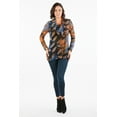 thumbnail image 4 of Women's Multicolor Leaf Printed Long Sleeve Cowl Neck Tunic Top, 4 of 4