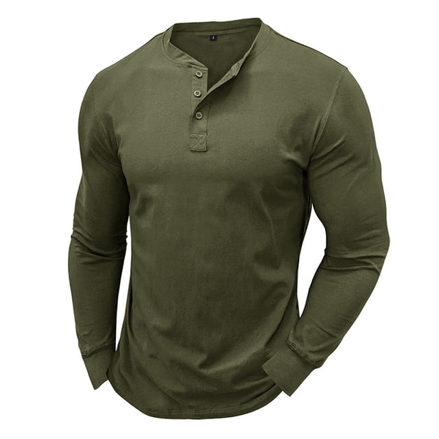 Blusas y camisas de manga larga y cuello redondo para hombre, blusa básica de color liso con cuello redondo y mangas largas.