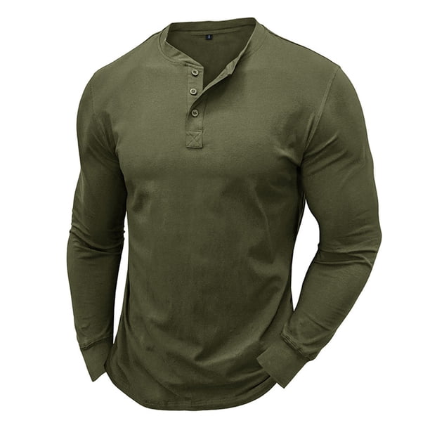 Blusas y camisas de manga larga y cuello redondo para hombre, blusa básica de color liso con cuello redondo y mangas largas.