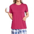 thumbnail image 5 of Domuza Women Post Surgery Shirts Comfort Adaptive Medical Short Sleeve Crew Neck Shirts Open Back Wear Sofy Solid Color Recovery Outfits with Pockets Hot Pink S, 5 of 8