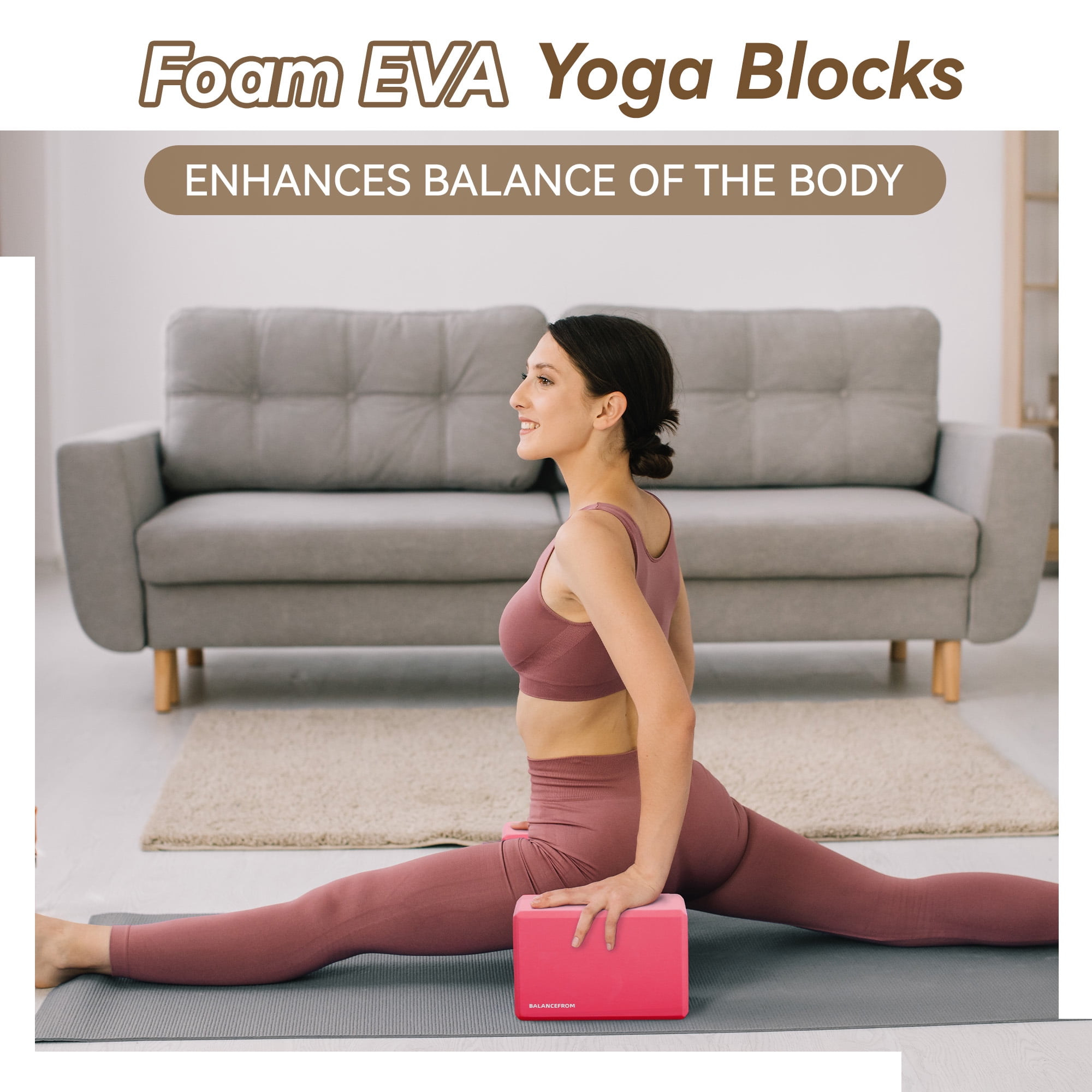 BalanceFrom Set of 2 High Density Yoga Blocks, 9"x6"x4" Each