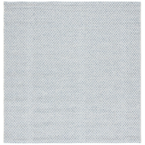SAFAVIEH Sisal All-Weather Delroy Solid Indoor/Outdoor Area Rug, Blue/Ivory, 6'7" x 6'7" Square