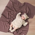 thumbnail image 3 of YIXPOH Baby Blanket 100% Organic Cotton Knit Swaddle Blanket Soft Warm Receiving Blanket for Newborns Dark Brown, 3 of 7