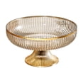thumbnail image 3 of Frutero con pedestal, cesta de frutas, decoración, elegante huevera, ensaladera, aperitivos, fruta. Borde áureo ámbar, 3 of 9