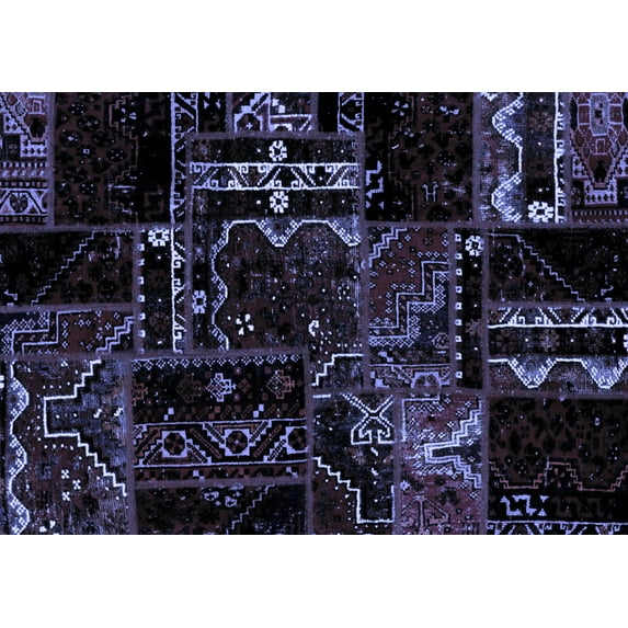 Ahgly Company Machine Washable Indoor Rectangle Patchwork Blue Transitional Area Rugs, 5' x 8'