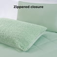 thumbnail image 7 of Videri Home Flannel Sherpa Comforter Set All Season Hollow Fiber Fill (Green, King), 7 of 7