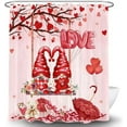 thumbnail image 2 of Valentine''s Day Gnome Shower Curtain, Spring Romantic Love Red Hearts Tree Decor Bath Curtains, Rose Flower Bear Gift Valentines with Hooks Fabric Seasonal Bathroom Sets 69X72Inch, 2 of 5