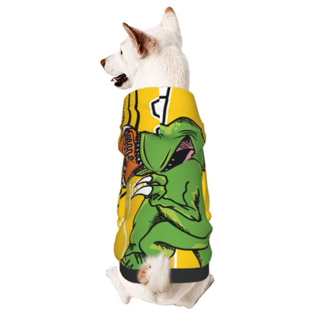 Fotbe T-Rex Playing Football Sudadera con Estampado para Perros Pequeños – Suéter con Capucha para Mascotas, Tela Suave de Forro Polar con Bolsillo-XX-Large