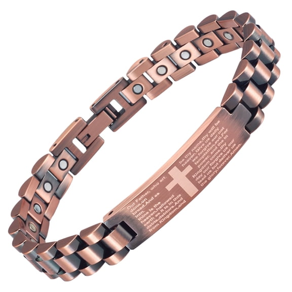 Metaljc Stainless Steel Magnetic Bracelets for Women, Christian Cross Jewelry, Gift for Wife