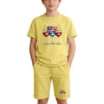 thumbnail image 2 of SGFCWSX Girls 2 Piece Outfits Summer Patriotic Graphic Short Sleeve Top and Drawstring Elastic Waist Shorts Set Casual Daily Playwear Yellow Size 13, 2 of 9