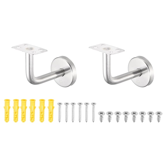2Pack 304 Stainless Steel Handrail Bracket, Railing Support, Flat, 2.4" x 2.4"