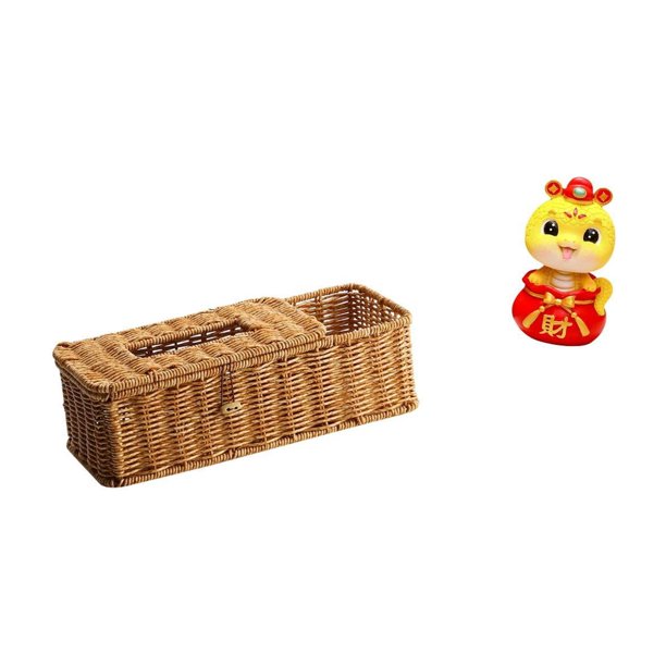 Estuche para pañuelos de escritorio,Caja de pañuelos faciales de papel retro de madera,Tapa para caja de pañuelos,porta servilletas de papel facial,Estatua de serpiente china,Estatua de