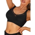 thumbnail image 4 of INSPIRE CHIC Women's V-Neck Mesh Full Coverage Wireless Soft Cup Wide Adjustable Straps Minimizer Bras 3XL Black, 4 of 5
