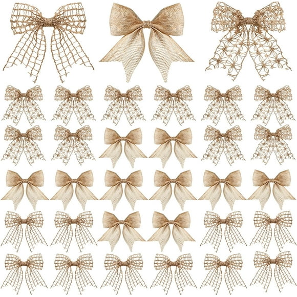 Piece natural knot burlap bow suitable for wreath wedding tree decoration