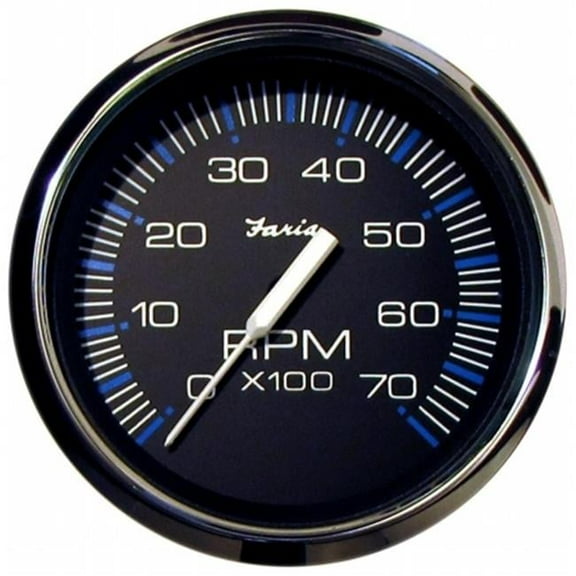Faria Beede Instruments 33718 4 in. Chesapeake Black Stainless Steel Tachometer - 7,000 RPM Gas