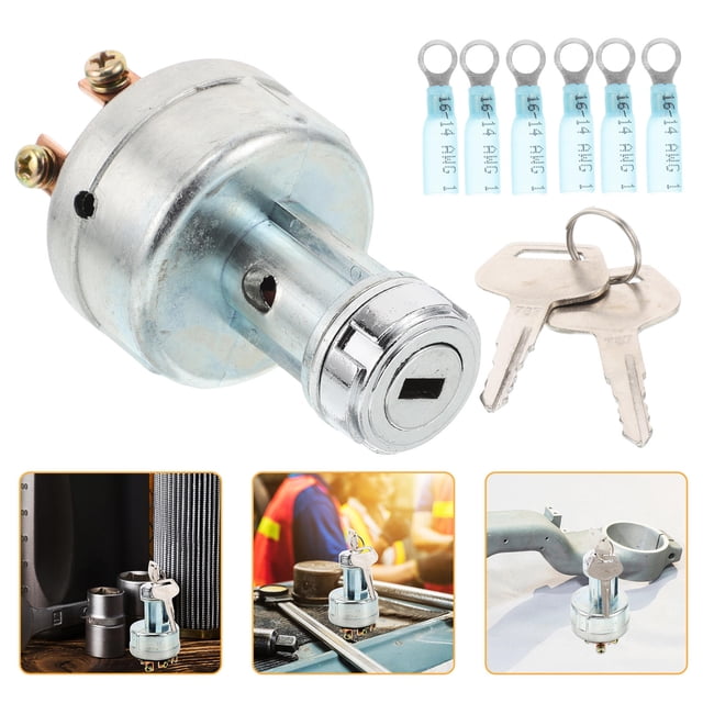 FONWILYO 1Set Universal Ignition Switch with Key for Excavator Agricultural Vehicle Silver Durable Replacement