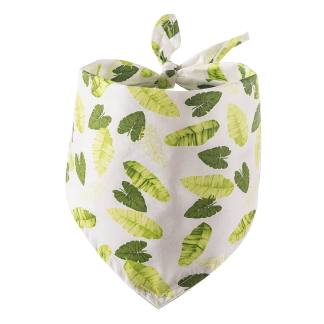 Greeniant Bufanda de baba para mascotas, 4 estaciones, estampada, cálida, ajustable, colorida, encantadora, Triangular, accesorios de toalla para cuello Ropa para mascotas Hoja azul blanca Greeniant PT003840-01