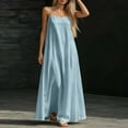 thumbnail image 4 of Asgosdo Summer Cami Dresses for Women Sleeveless Spaghetti Strap Solid Color Loose Fit Comfy Soft Lounge Dress, 4 of 5