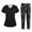 Dark Gray, variant on Plus Size Women's Short Sleeve Printed Scrubs Set, V-Neck with Pockets, Animal Floral Theme, 2-Piece Nursing Uniform, Medical Workwear for Healthcare Professionals,White S
