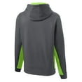thumbnail image 6 of Sport-Tek Youth Sport Wick Fleece Colorblock Hooded Pullover-S (Dark Smoke Grey/ Lime Shock), 6 of 6