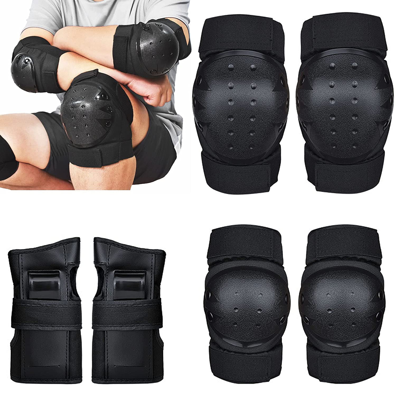Skating Cycling Bike Adult Safety Guards Elbow Knee Pads Basketball Knee Black M 