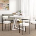 thumbnail image 3 of Roundhill Furniture Durban 5-Piece Round Dining Set, Trestle Dining Table with 4 Boucle Chairs, White, 3 of 14