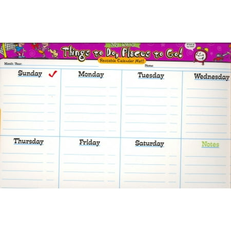 Weekly Wall Calendar - My Weekly /Daily Things To Do, Places To Go! (Reusable Calendar Mat!)