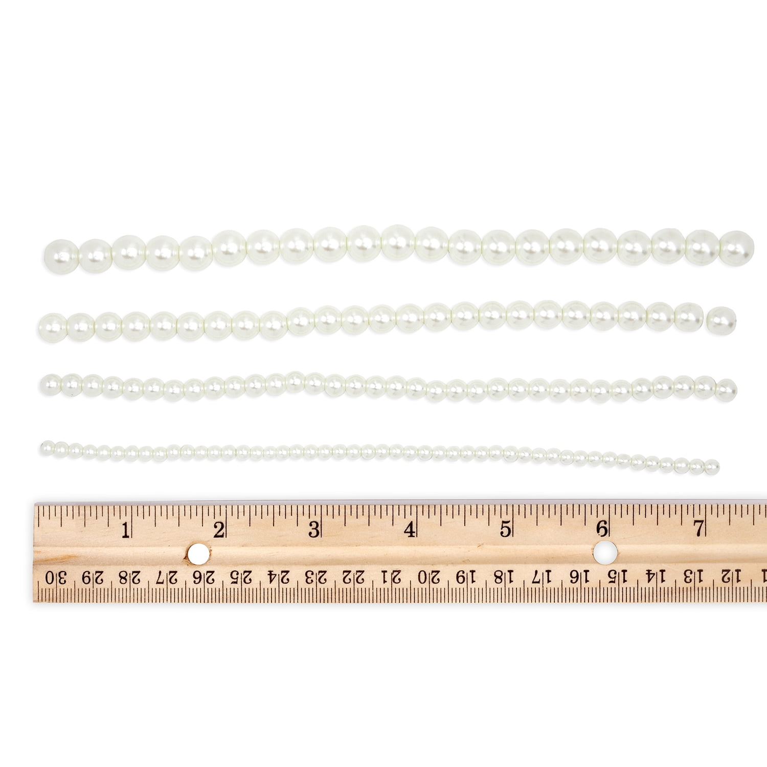 (4 pack) Cousin DIY Unisex 4-Strand White Pearl Glass Beads, 7.5 Inch, 120 Piece