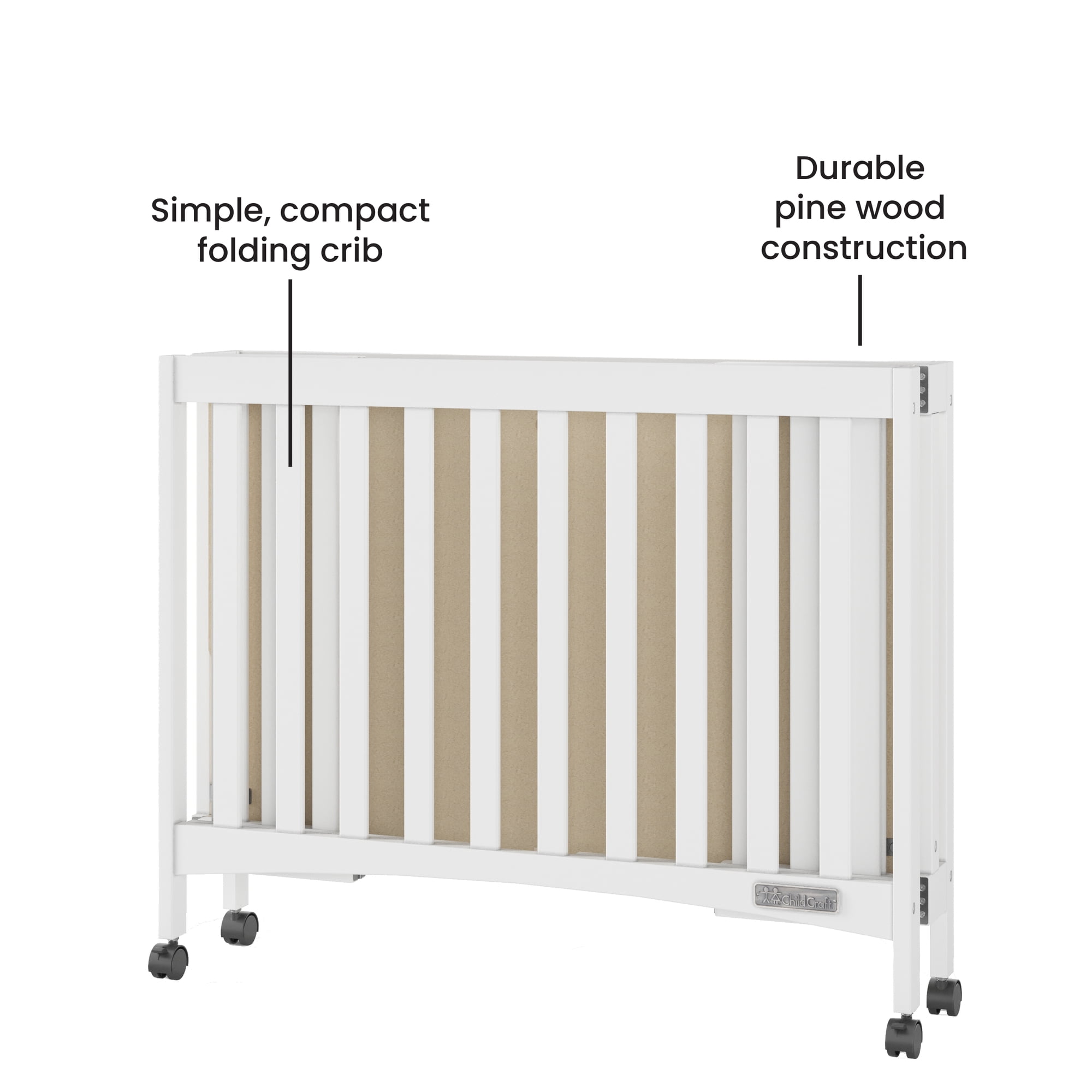 Forever Eclectic London Mini Folding Crib with Mattress Matte White