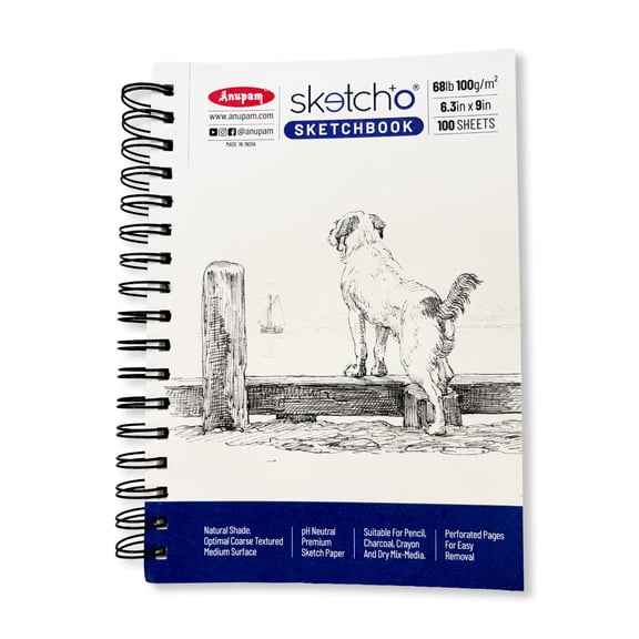Anupam Sketch-O Sketchbook A5 | 100 Sheet 200 Pages | 100GSM |Side Spiral-Bound Sketchpad for Artists for Marker Colored Pencil Charcoal